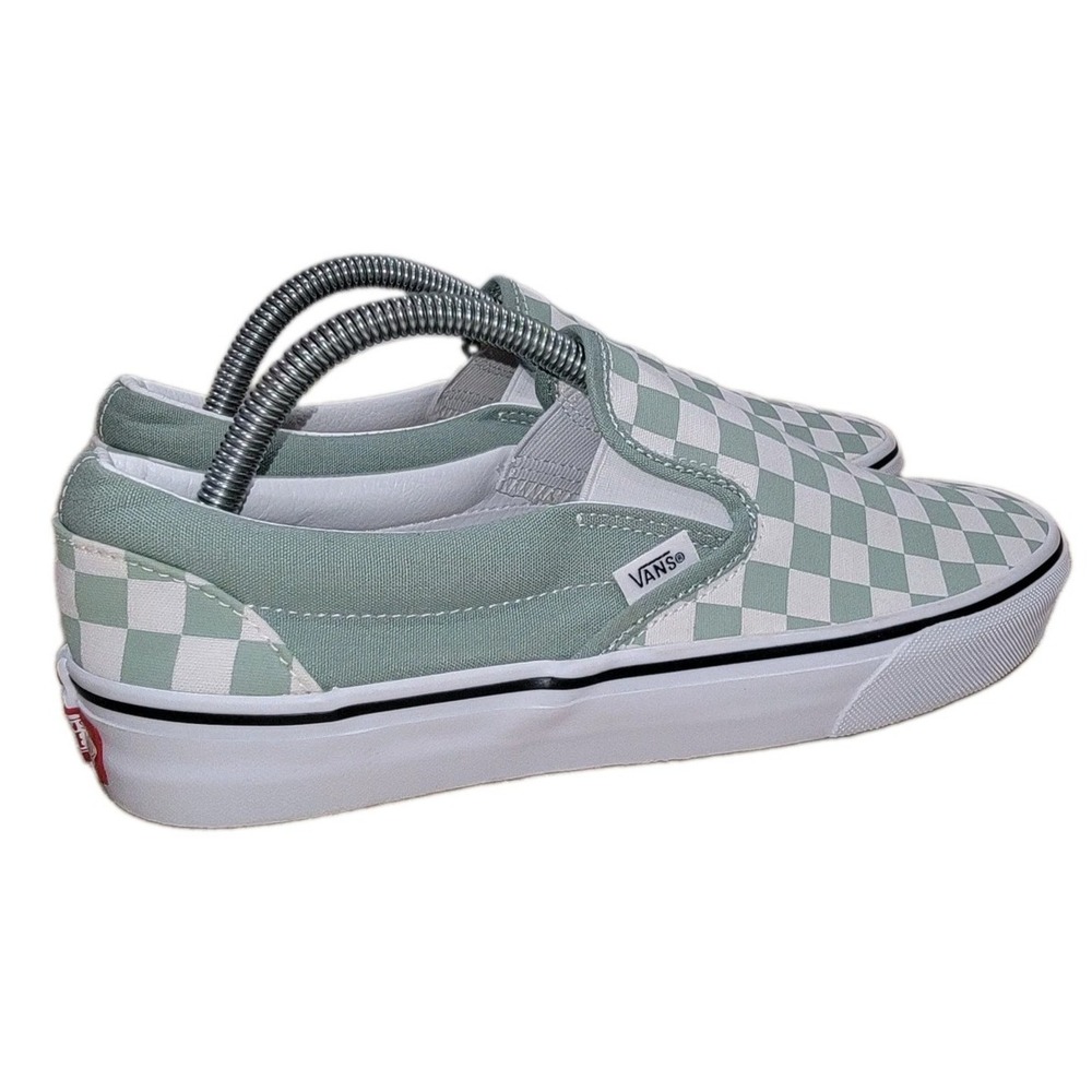 Vans Classic Slip-On Checkerboard Sage Green White Sneakers Womens 10 Mens 8.5 - Picture 3 of 11